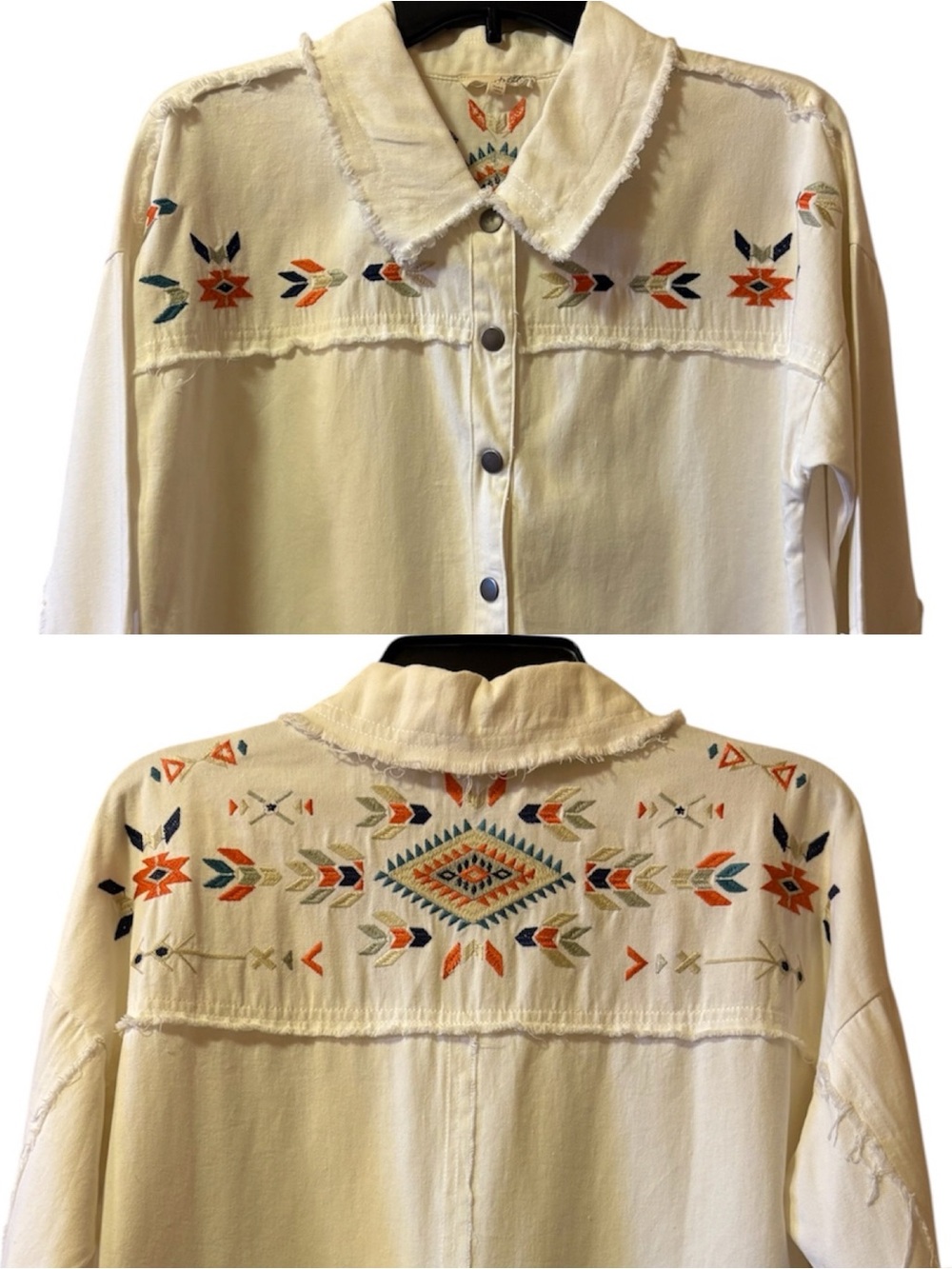 Adorable Women's white Button-Front Embroidered Western Shirt